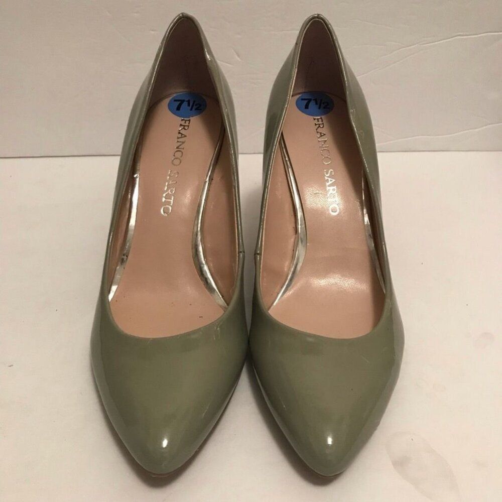 Franco Sarto Womens Classic Pump Slim Heel Shoes Green Mid Pointed Toe 7.5 New